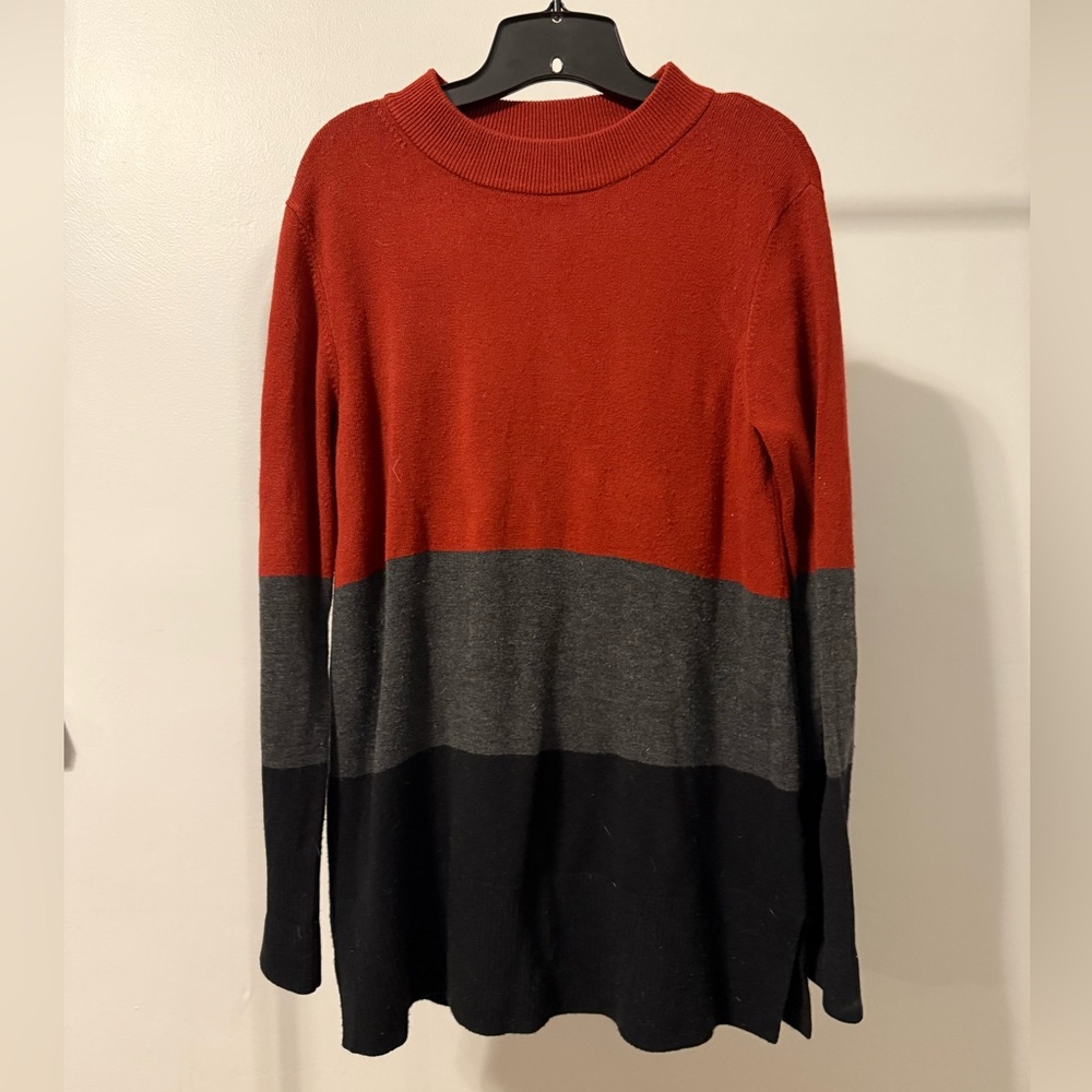French Connection Sweater Red Color Block Knit, S… - image 1